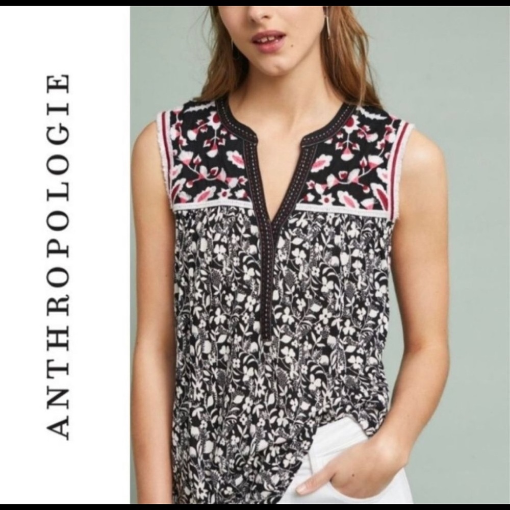 Anthropologie One September Embroidered Tank - Small